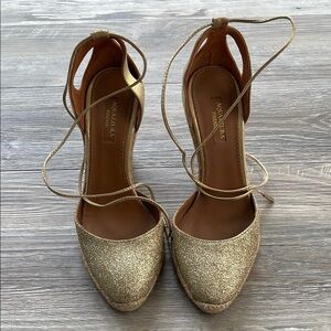Aquazzura Gold Glitter Women's Shoes